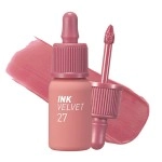 Peripera Ink the Velvet Lip Tint | High Pigment Color, Longwear, Weightless, Not Animal Tested, Gluten-Free, Paraben-Free | 027 STRAWBERRY NUDE, 0.14 fl oz