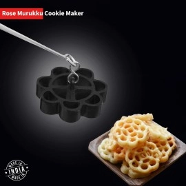 FLORA AND CO Stainless Steel Non Stick Rose Murukku Cookie Maker - Black