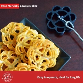 FLORA AND CO Stainless Steel Non Stick Rose Murukku Cookie Maker - Black