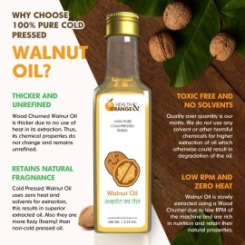 Health and Orange H&O Walnut Oil - 100% Pure Cold Pressed Edible Akhrot Ka Tel - 200ml Glass Bottle