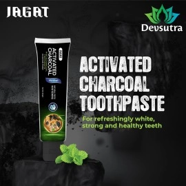 Jagat Devsutra Dr. Trusted Ayurvedic HERBAL Activated Charcoal Toothpaste & Fresh Mint Toothpaste for Teeth Whitening - 100% Natural Formula, No Fluoride & Artificial Colors (2 Pack Each), (125g x 4)
