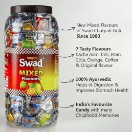 Swad Mixed Chocolate Candy | Meetha Pan, Imli, Kopiko Coffee, Pulse Kacha Aam, Orange + Vitamin C | Jar, 300 Toffees