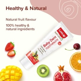 Luv Lap Naturals Baby Dent 100% Natural Toothpaste for Kids, Strawberry Flavour, SLS & Fluoride Free, Removes Plaque, Prevents Bacterial growth, Ensures Shiny White Teeth, Neutral pH, 12M+, 100g