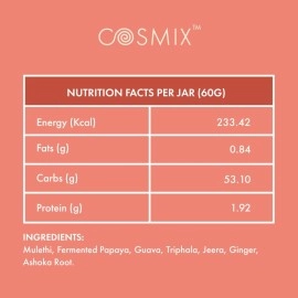 Cosmix My Happy Gut|Prebiotics&Probiotics-Promotes Healthy Gut Microbiome|Mulethi&Triphala Powder|Helps With Acidity,Digestion&Bloating|No Preservatives|No Added Sugar|60G-40 Servings (40 days Pack)