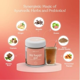 Cosmix My Happy Gut|Prebiotics&Probiotics-Promotes Healthy Gut Microbiome|Mulethi&Triphala Powder|Helps With Acidity,Digestion&Bloating|No Preservatives|No Added Sugar|60G-40 Servings (40 days Pack)