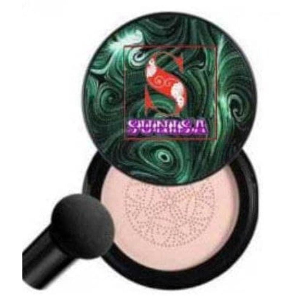 SUNISA Full Coverage Bb And Cc Cream Foundation With Mushroom Head Air Cushion Puff 20G And 1 Beauty Blender Sponge For All Skins, Natural Finish