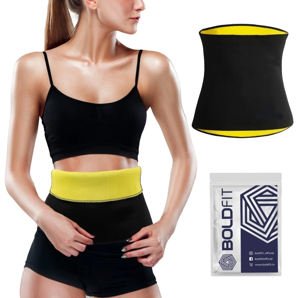 Boldfit Tummy Shaper for Women & Men Sweat Slim Belt Tummy Belt Shapewear for Belly. Body Shaper Belt for Stomach Fitness Belt for Exercise & Workout- Large-Extra Large Black