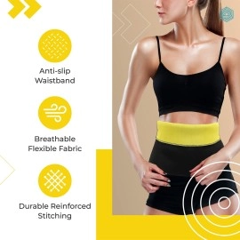 Boldfit Tummy Shaper for Women & Men Sweat Slim Belt Tummy Belt Shapewear for Belly. Body Shaper Belt for Stomach Fitness Belt for Exercise & Workout- Large-Extra Large Black