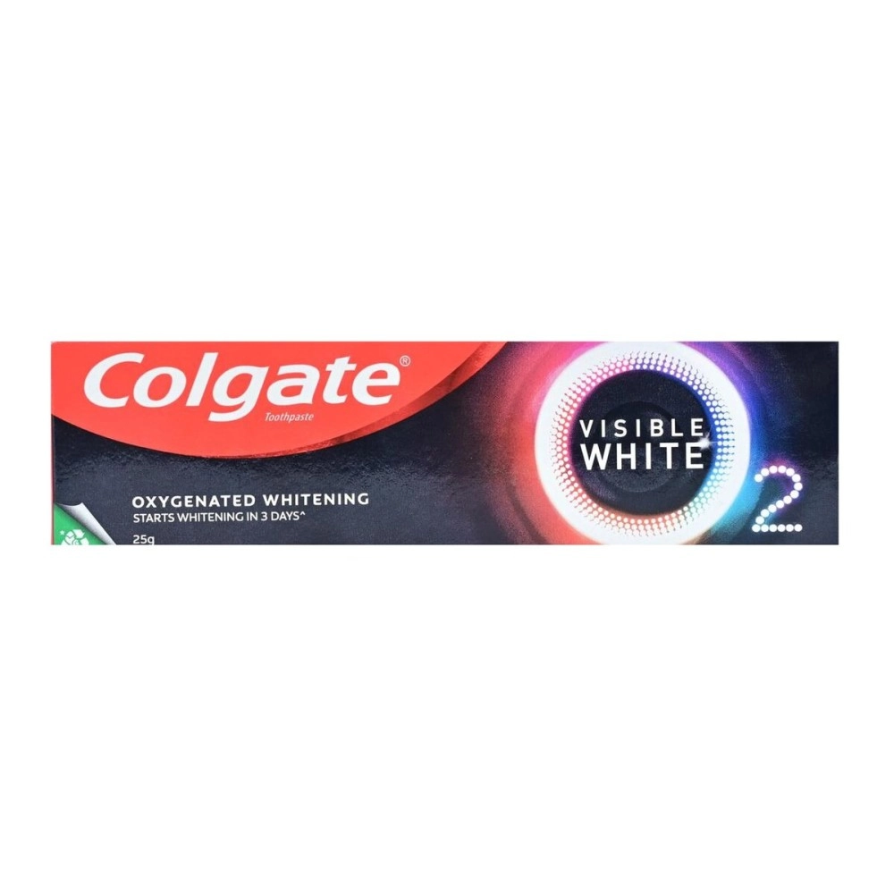 Colgate Visible White O2 Teeth Whitening Toothpaste (25g) for Noticeably Whiter Teeth Starting in 3 Days with Active Technology, Enamel Safe & Fresh Breath