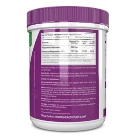 HealthyHey Magnesium Glycinate High Absorption Chelated for Sleep, Cramps, & Nerves Health 300 Vegetable Capsules