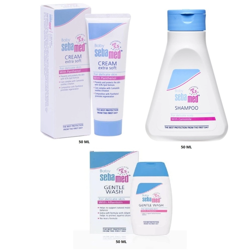 SebaMed Baby Travel Pack (Shampoo, Baby WASH, Baby Cream) 50ml Pack