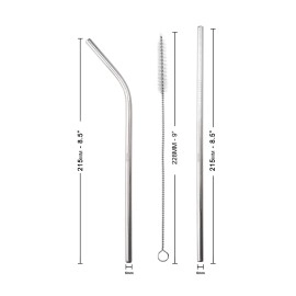 14AM Steel Straws + Straw Cleaning Brush | Straws for Drinking Juice | Metal Straw | Eco Friendly Products | Stainless Steel Straw | Strow | Straw for Kids | Reusable Straw | Steel Sipper with Straw