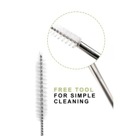 14AM Steel Straws + Straw Cleaning Brush | Straws for Drinking Juice | Metal Straw | Eco Friendly Products | Stainless Steel Straw | Strow | Straw for Kids | Reusable Straw | Steel Sipper with Straw
