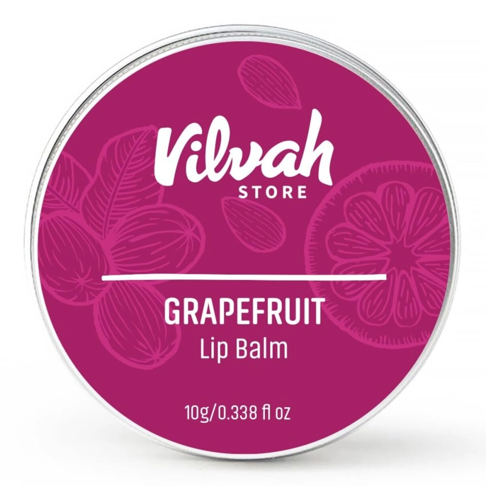 Vilvah Store Grapefruit Lip Balm | For Dry Damaged And Chapped Lips | Moisturizing Lip Balms | Enriched With Shea Butter, Unrefined Beeswax & Essential Oils | 10G (Multicolor)