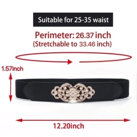 Sunkizzrs Waist Belt Womens for Dress - Stretchable Belts for Women Stylish - Broad/Fancy/Embellished Belts - Waist Rhinestone Ladies Designer Waistband Belt For Skirt, Black, Free Size