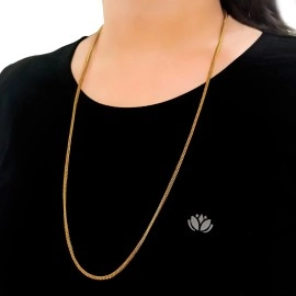 Fashion Frill Dazzling Thin Gold Plated Golden Neck Chain For Men Boys Women 28 Inches, 28, Brass, No Gemstone