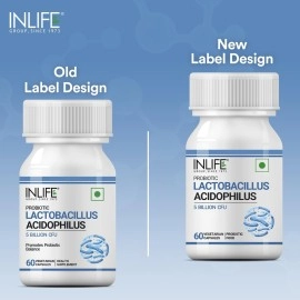 INLIFE Probiotic Lactobacillus Acidophilus 5 billion CFU | Gut Health Supplement for Men Women | Digestive Health, Immunity Booster | Promotes Probiotic Balance - 60 Vegetarian Capsules