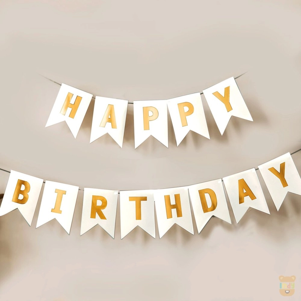 Indy Toys And Fashion ITAF Birthday Decoartion -13 Letter DIY White Gold Happy Birthday Cardboard Banner For Kids, Boy, Girl, Husband, Wife Birthday Party (WHITE)