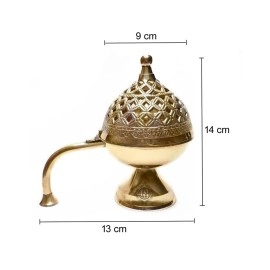 DSH CRAFTING YOUR CURIOSITY Dsh Home Purifying Brass Dhuna Loban Burner Dhooni Dhoop Dani Dhuni Brass Table Dhoop Dani Incense Burner For Loban(Round)