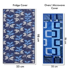 Yellow Weaves Combo of Fridge Top Cover 4 Fridge Mat with 1 Oven Cover with 2 Handle Covers (Pack of 8) Blue Color