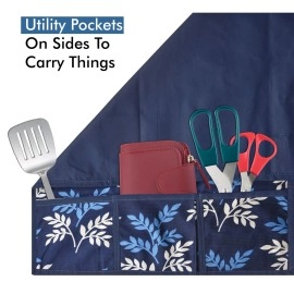 Yellow Weaves Combo of Fridge Top Cover 4 Fridge Mat with 1 Oven Cover with 2 Handle Covers (Pack of 8) Blue Color