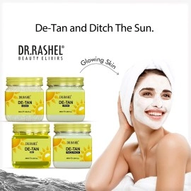 DR.RASHEL De-Tan Pack Of 4 (Scrub, Gel, Cream & Facepack) For Soothing The Skin - 1500 Ml