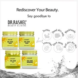 DR.RASHEL De-Tan Pack Of 4 (Scrub, Gel, Cream & Facepack) For Soothing The Skin - 1500 Ml