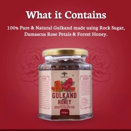 Vanalaya Organic & Natural Honey Gulkand Prepared Using Sun Cooked Damask Rose Along with Forest Honey 300gm