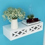 Wooden Twist Exclusively Launched Engineered Wood Wall Shelf with Drawer for Living Room, Storage and Home Decorative (Glossy Finish) (White)