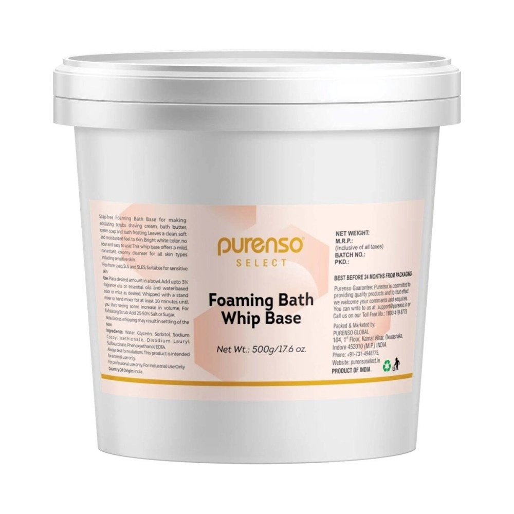 Purenso Select - Foaming Bath Whip Base, 500g I 100% Pure Sulfate Free, Vegan, Foaming Bath Butter Base Whipped