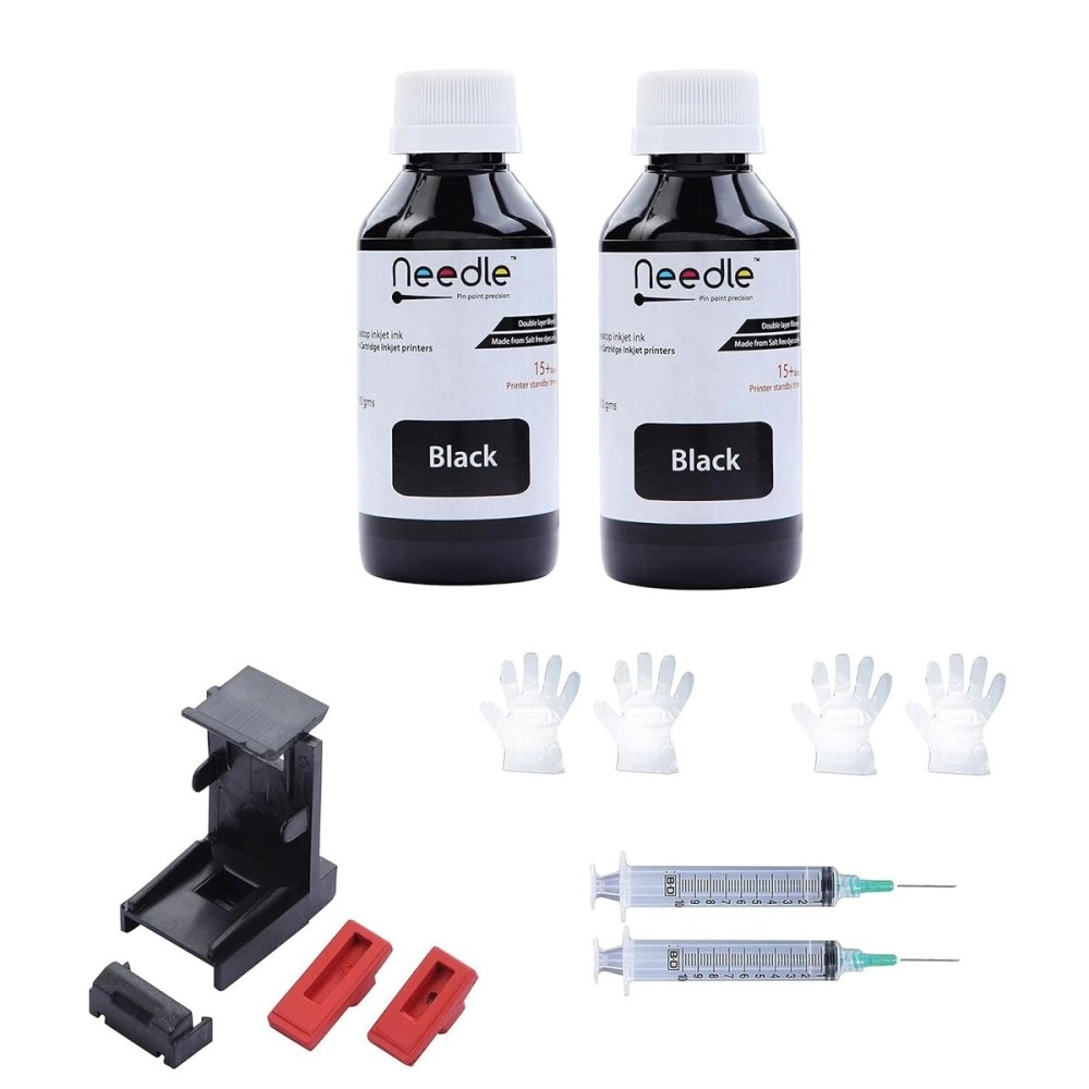 Needle Cartridge Refill Ink 4x100gms (CMYK Combo) | Compatible with Inkjet Printers | Easy Ink Refilling Solution