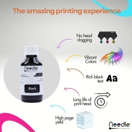 needle ; Pin point precision Black Refill Kit with Suction Tool Combo Pack of High Yield Inkjet Cartridge Ink Refill Compatible for HP and Canon Cartridge Printers - 100ml Per Bottle (Black)