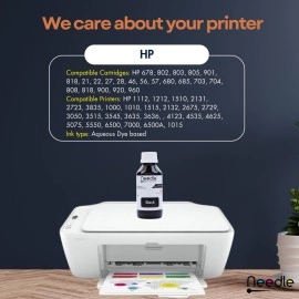 needle ; Pin point precision Black Refill Kit with Suction Tool Combo Pack of High Yield Inkjet Cartridge Ink Refill Compatible for HP and Canon Cartridge Printers - 100ml Per Bottle (Black)