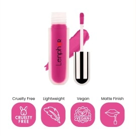 Lenphor Lasche It Liquid Lipstick For Professional Makeup Creamy Soft Long Lasting Moisturizer Lip Gloss 100% Veg 02, 5g (Bloom Fuchsia)