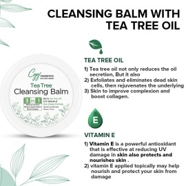 CGG Cosmetics Tea Tree Cleansing Balm With Tea Tree Oil & Vit-E, Makeup Remover- All Skin Types - 100gm