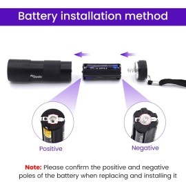 Qpets395NM UV Light Torch 12 LED UV Portable Flashlight Jade Appraisal Light Detector Lamp, Also Used for Leak, Pet Urine, Bed Bug, Scorpion, Hotel Inspection, Dry Stain