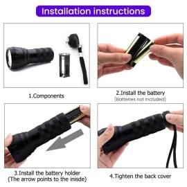 Qpets395NM UV Light Torch 12 LED UV Portable Flashlight Jade Appraisal Light Detector Lamp, Also Used for Leak, Pet Urine, Bed Bug, Scorpion, Hotel Inspection, Dry Stain