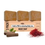 Ghar Soaps Sandalwood & Saffron Magic Soaps For Bath (300 Gms Pack Of 3) | Paraben Free | Chandan & Kesar Bath Soap | Handmade Soaps For Glowing | Skin Brightening Soap For Men & Women