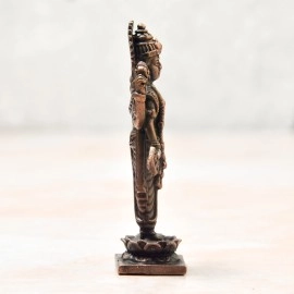 Copper Idols India - By Bhimonee Decor , 2.75 inches, Handmade Copper Dhanvantri Idol, 60 Grams , Patina Antique Finish , Pack of 1 Piece