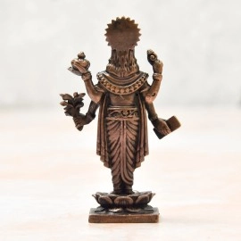 Copper Idols India - By Bhimonee Decor , 2.75 inches, Handmade Copper Dhanvantri Idol, 60 Grams , Patina Antique Finish , Pack of 1 Piece