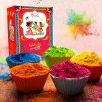 CraftVatika Natural Holi Colour - Organic Holi Gulal - Orange | Yellow | Red | Pink and Green - Holi Items- Pack of 5-80gm x 5 Holi Gift Pack-for Family, Party, Silky, Soft Skin Friendly,100% Safe