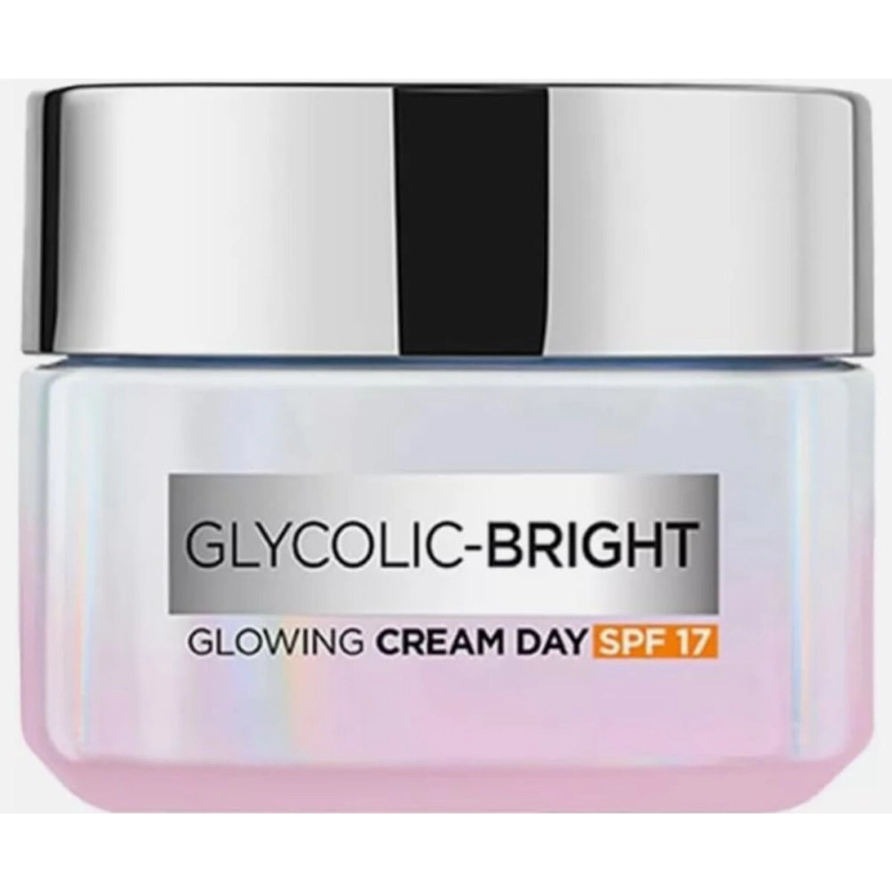 LOral Paris Glycolic Bright Day Cream with SPF 17, 50ml |Skin Brightening Cream with Glycolic Acid that Visbily Minimizes Spots & Reveals Even Toned Skin