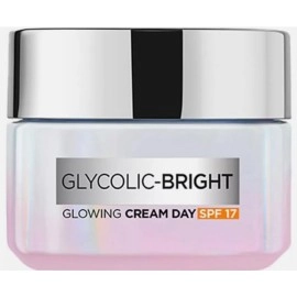 LOral Paris Glycolic Bright Day Cream with SPF 17, 50ml |Skin Brightening Cream with Glycolic Acid that Visbily Minimizes Spots & Reveals Even Toned Skin