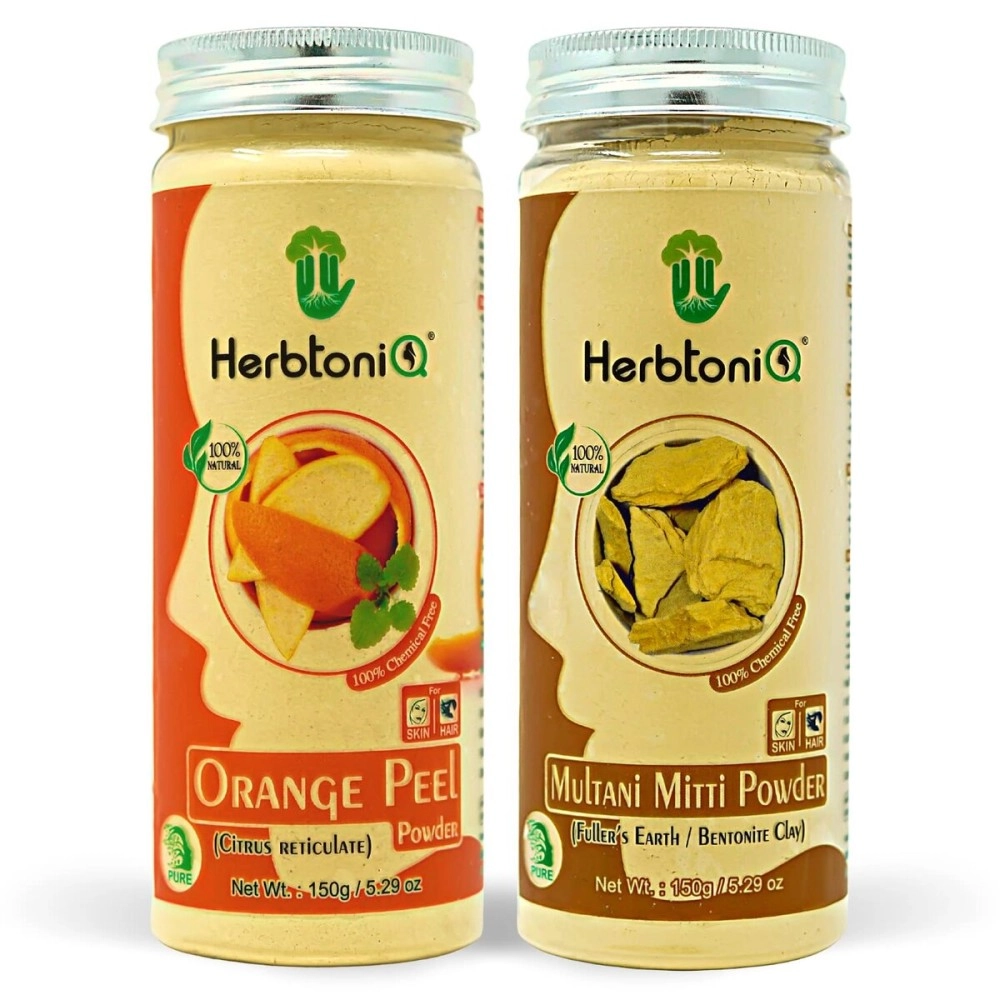 HerbtoniQ 100% Natural Orange Peel and Multani Mitti Powder For Face Pack (300 Gram)