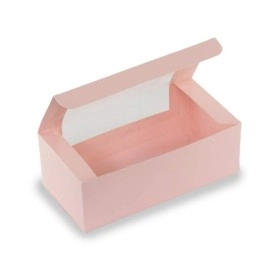 Chic a Choc Loaf Cake/Cookie Box in Pastel Pink (Pack of 8) 8x4x3.25 Inch. Cake Box for Bakers, cafes and Home-use.