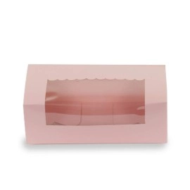 Chic a Choc Loaf Cake/Cookie Box in Pastel Pink (Pack of 8) 8x4x3.25 Inch. Cake Box for Bakers, cafes and Home-use.
