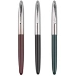 GOLD LEAF Hero Pen Original Fountain Ink Pen Iridium Nib Model 329 Silver Cap, Black Green Maroon - Pack of 3