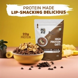 MuscleBlaze Fit High Protein Oats, 400 g, Dark Chocolate | 22 g Protein, Rolled Oats, Gluten Free Oats, Breakfast Cereals for Weight Management