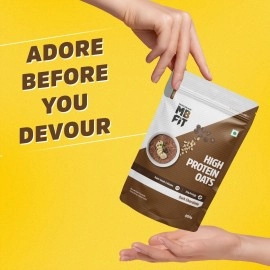 MuscleBlaze Fit High Protein Oats, 400 g, Dark Chocolate | 22 g Protein, Rolled Oats, Gluten Free Oats, Breakfast Cereals for Weight Management