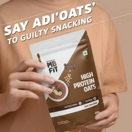 MuscleBlaze Fit High Protein Oats, 400 g, Dark Chocolate | 22 g Protein, Rolled Oats, Gluten Free Oats, Breakfast Cereals for Weight Management